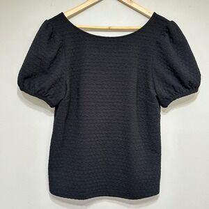 Anthropologie Porridge Textured Puff Sleeve  Blouse Womens‎ Size L Feminine Top